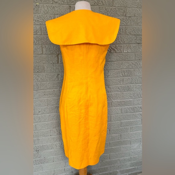 Vintage 90s Liz Claiborne Yellow Linen Double-breasted dress: size 12 - Picture 3 of 7